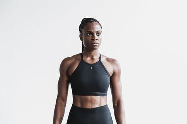 Nobull Halter Matte Women's Sports Bras Black | Australia (MT0249)